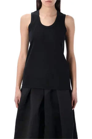 Comme des Garçons Tops, Dames, Zwart, S, Polyester, Zwarte Tanktop U-Hals Mouwloos
