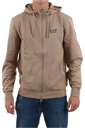 EA7 Sweatshirts & Hoodies, Heren, Bruin, XL, Katoen, Hoodie met rits voor heren