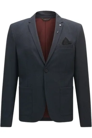HUGO BOSS Jassen, Heren, Grijs, L, Katoen, Slim Fit Jas van Geborstelde Melange Stof