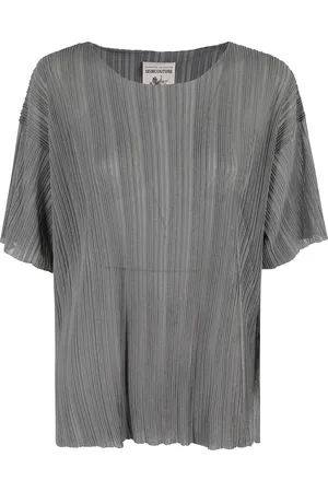 SEMICOUTURE Truien, Dames, Grijs, S, Rekbare boothals top in mist