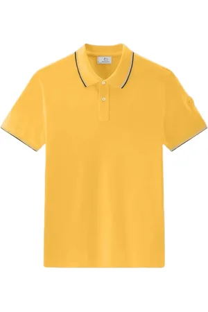 Woolrich Tops, Heren, Geel, S, Katoen, Casual polo shirt met contrasterende strepen
