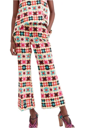 La DoubleJ Broeken, Dames, Veelkleurig, M, Katoen, Hendrix Wide Leg Broek