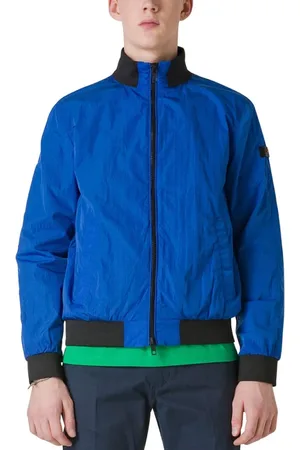 Peuterey Jassen, Heren, Blauw, L, Agnel Bomber met contrasterende inzetstukken