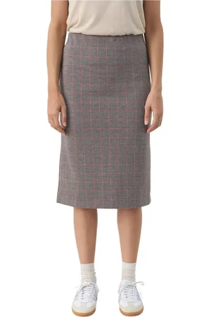 Part Two Rokken, Dames, Veelkleurig, XL, Rode Geruite Rok Klassieke Stijl
