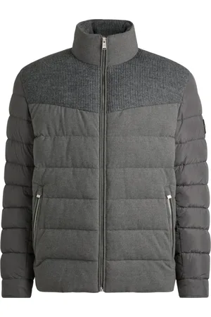 HUGO BOSS Jassen, Heren, Grijs, L, Polyester, Winterjas
