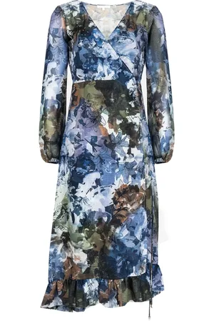Patrizia Pepe Kleedjes, Dames, Blauw, S, Maxi-jurk met bloemenprint
