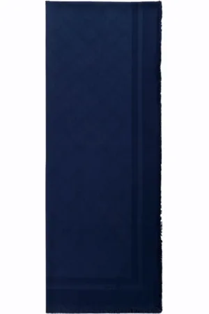 Elisabetta Franchi Accessoires, Dames, Blauw, ONE Size, Polyester, Diamant Jacquard Pashmina Sjaal