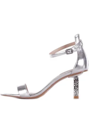 Liu Jo Schoenen, Dames, Grijs, 39 EU, Leer, Zilveren Sandalen Gesp Sluiting Leren Zool