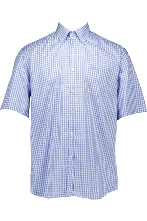 Paul & Shark Overhemden, Heren, Blauw, XL, Katoen, Blauw Katoenen Twill Shirt met Korte Mouwen