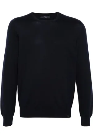 FAY Truien, Heren, Blauw, L, Ronde hals trui F.12