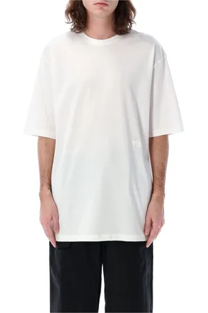 Y-3 Tops, Heren, Wit, S, Katoen, Boxy T-shirt met Korte Mouwen