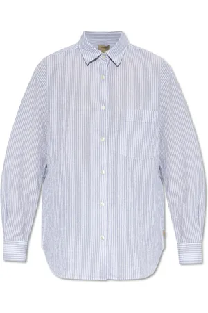 Woolrich Blouses & Shirts, Dames, Blauw, L, Katoen, Loose Fit Shirt