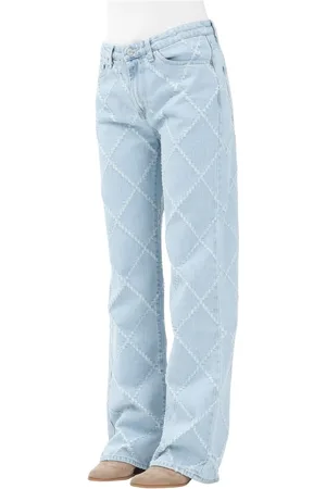 VICOLO Jeans, Dames, Blauw, M, Denim, Licht Denim Diamantsteek Jeans
