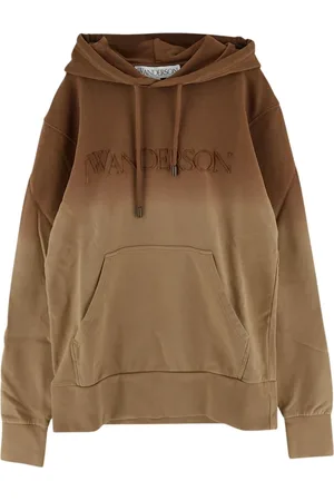 J.W.Anderson Sweatshirts & Hoodies, Dames, Bruin, L, Katoen, Cotton Logo Hoodie