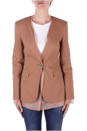 Pinko Jassen, Dames, Bruin, L, Linnen, Tulle Trim Jasje