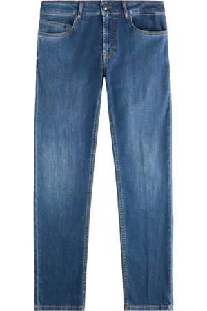 FAY Jeans, Heren, Blauw, W35, Katoen, Blauwe Slim Katoen Denim Jeans