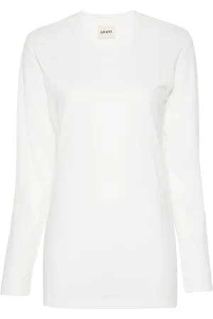 Khaite Tops, Dames, Wit, L, Katoen, Morton Long Sleeve Top