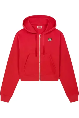 Kenzo Sweatshirts & Hoodies, Dames, Rood, S, Katoen, Lucky Tiger Zip Hoodie