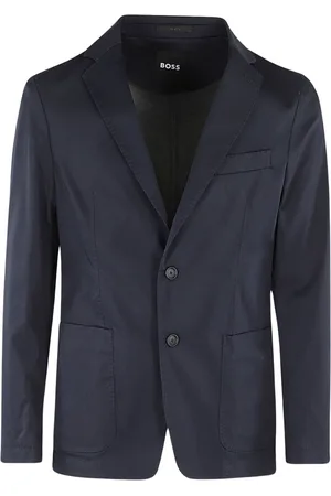 HUGO BOSS Jassen, Heren, Blauw, M, Katoen, Stretch Katoenen Jas