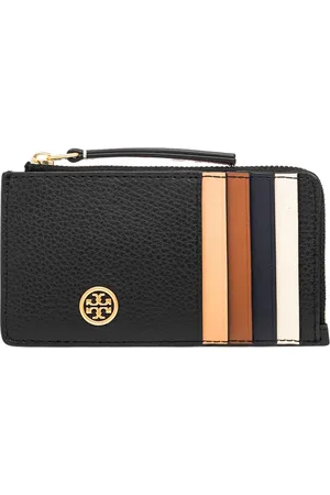 Tory Burch Accessoires, Dames, Veelkleurig, ONE Size, Leer, Robinson Pebbled Top Zip Card Case