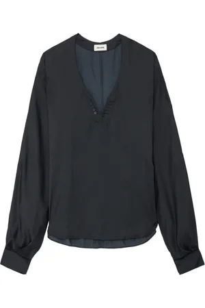 Zadig & Voltaire Blouses & Shirts, Dames, Zwart, L, Satijn, Satijnen Zwarte Wijde Blouse