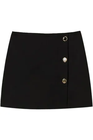 Twin-Set Rokken, Dames, Zwart, S, Polyester, Zwarte Minirok met Milano Details