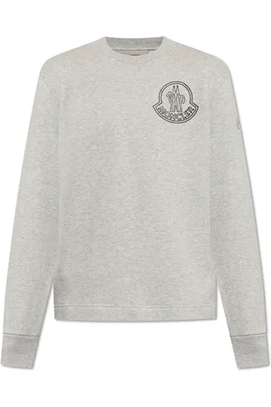 Moncler Sweatshirts & Hoodies, Heren, Grijs, L, Katoen, Sweatshirt met logo