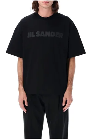 Jil Sander Tops, Heren, Zwart, L, Katoen, Tonal Logo T-Shirt