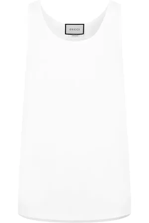 Gucci Tops, Heren, Wit, L, Katoen, Scoop-Neck Logo Tank Top