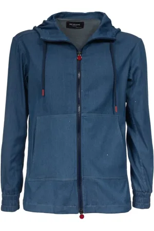 Kiton Jassen, Heren, Blauw, L, Katoen, Hooded Cotton Sweatshirt
