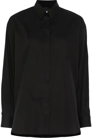 Pinko Blouses & Shirts, Dames, Zwart, XS, Katoen, Casual Lange Mouw Zwart Katoenen Overhemd
