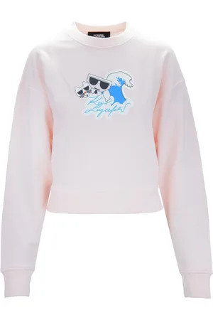 Karl Lagerfeld Sweatshirts & Hoodies, Dames, Roze, M, Katoen, Korte Sweater met Ronde Hals