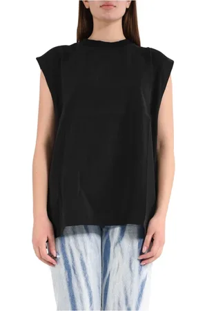 A PAPER KID Tops, Dames, Zwart, 2Xs, Polyester, Strass Logo Tanktop