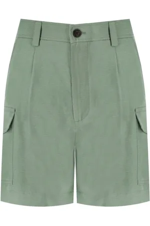 Woolrich Korte broeken, Dames, Groen, W29, Linnen, Saliegroene bermuda shorts