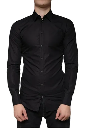 Dolce & Gabbana Overhemden, Heren, Zwart, XS, Katoen, Zwarte Slim Fit Formele Overhemd