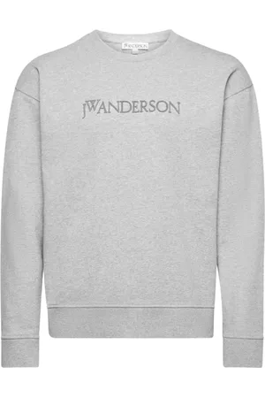 J.W.Anderson Sweatshirts & Hoodies, Heren, Grijs, S, Katoen, Sweater met ronde hals en logo