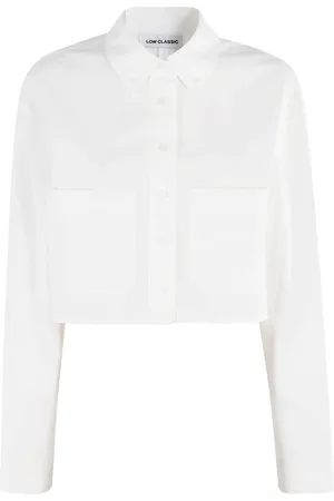 Low Classic Blouses & Shirts, Dames, Wit, S, Katoen, Witte Zak Crop Shirt