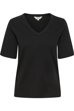 Part Two Tops, Dames, Zwart, 2Xl, Katoen, V-hals T-shirt