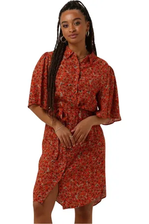 ANOTHER LABEL Kleedjes, Dames, Rood, M, Rode Midi Jurk Nasma