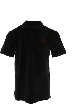Alexander McQueen Tops, Heren, Zwart, M, Katoen, Zwarte Katoenen T-Polo voor Heren