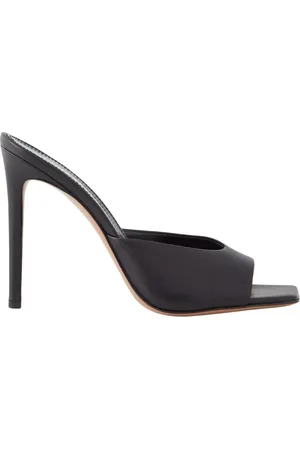PARIS TEXAS Schoenen, Dames, Zwart, 36 EU, Leer, Zwarte Leren Muiltjes met Hoge Hak
