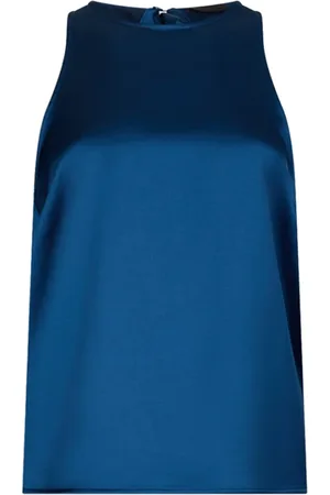Liu Jo Tops, Dames, Blauw, M, Satijn, Elegante Saffierblauwe Satijnen Top