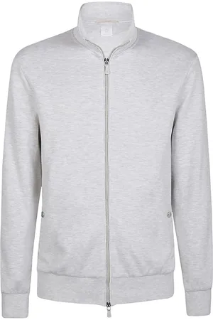 ELEVENTY Sweatshirts & Hoodies, Heren, Grijs, 2Xl, Katoen, Luxe Katoenen Jersey Sweater met Volledige Rits