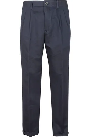 Incotex Broeken, Heren, Blauw, W35, Katoen, Blauwe Katoen Linnen Gabardine Broek