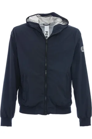 PEOPLE OF SHIBUYA Sweatshirts & Hoodies, Heren, Blauw, M, Nylon, Reflecterende nylon jas met capuchon