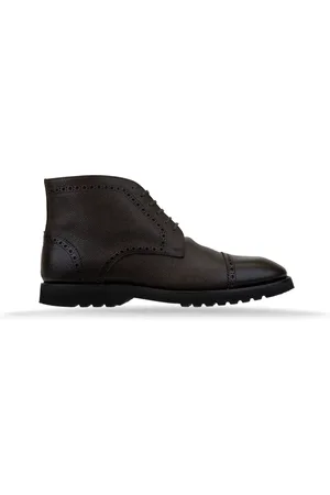 Tom Ford Schoenen, Heren, Bruin, 42 EU, Leer, Leren Veterlaarzen met Hoge Schacht
