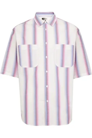Isabel Marant Overhemden, Heren, Roze, S, Katoen, Kort Mouw Ronde Hals Chemise