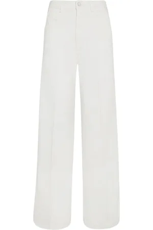 Kiton Jeans, Dames, Wit, M, Katoen, High-Waisted Flared Katoenen Jeans