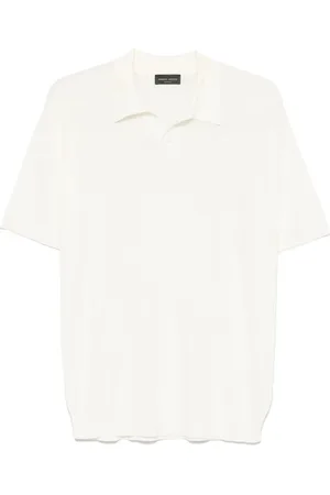 Roberto Collina Tops, Heren, Wit, 2Xl, Ecru Polo Kraag Sweater Korte Mouwen