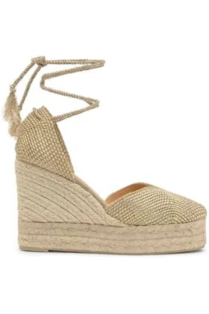 Castaner Schoenen, Dames, Geel, 38 EU, Jute, Gouden Jute Espadrilles met Strikdetail